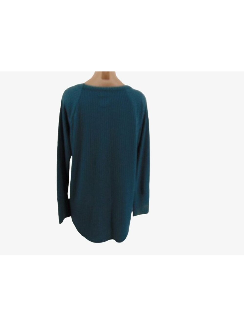 Chaser Green Waffle Knit Tunic Shirt XL Round Neck Button Cuffs Long Sleeve - Picture 6 of 9